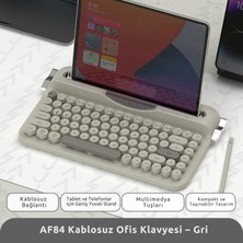 Ajazz Af-84 Daktilo Tarzı Kablosuz Klavye-Sessiz Tuş Yapısı-Çift Modlu Bağlantı- Ios/androıd Uyumlu