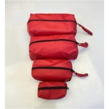 Makeuptime 4'lü Matruşka Kırmızı Makyaj Çantası Makyaj Çantası