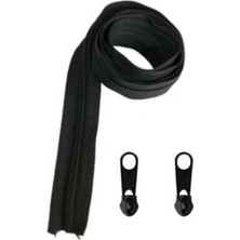 Eyfel 10 Metre Siyah Fermuar ve 20 Adet Siyah Başlık Aksesuar Seti Düz Desen ile Pratik Kullanım