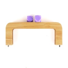 20 cm Ahşap Burs Lila Akrilik Boncuk Başlıklı Çanta Bursu Natural Renk