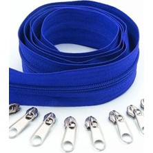 10 Metre Kalın Diş Mavi Fermuar ve 20 Adet Nikel Başlık