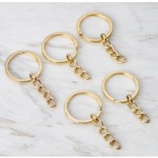 50 Adet Zincirli Anahtarlık Halkası Amigurumi Makrome Anahtarlık 2.5 cm Gold – Anahtarlık