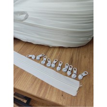 Beyaz T10 Şerit Fermuar - Metrelik Fermuar 10 Metre 10 Başlık