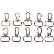 10 Adet 2cm Siyah Telli Döner Anahtarlık, Makrome Anahtarlık, Çanta Kanca