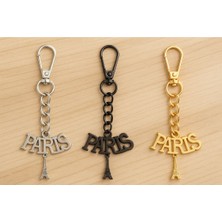 Figürlü Paris Anahtarlık | Şık Hediyelik Ürün" 3 Adet Siyah Gümüş ve Gold