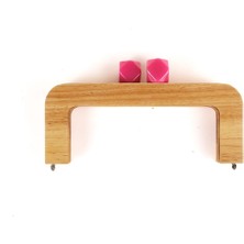 20 cm Ahşap Burs Pembe Akrilik Boncuk Başlıklı Çanta Bursu Natural Renk