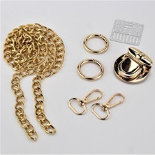 Eyfel Metal Çanta Yapım Seti Altın Renk Kadınlar İçin Şık Aksesuar Malzemeleri