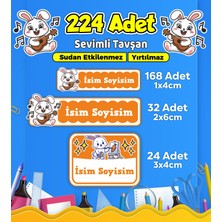 Sevimli Tavşan Temalı Okul Kreş Kişiye Özel Isim Etiket Seti - Model 576