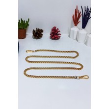 Eyfel Gold Zincir Çanta Sapı 120 cm Kancalı Kadın Aksesuarı Şık Altın Renk Detaylarla