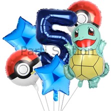 Pokemon Squirtle Konsept 5 Yaş Balon Set Pokemon Squirtle Balon Doğum Günü Folyo Balon Set