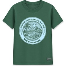 Big Blue Manzara Yuvarlak Logo Yeşil Basic Tişört