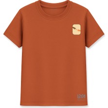 Minimal El Temalı Sanatsal Illüstrasyonlu Kiremit Basic Tişört