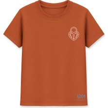 Kilitli Kalp Minimal Baskılı Kiremit Basic Tişört