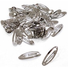 6 cm Gümüş Klipsli Çıt Çıt Toka Aparatı - Metal Çıt Çıt Toka Aparatı - 25 Adet