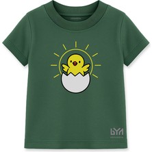 Güneşli Civciv Yeşil Çocuk Basic Tişört