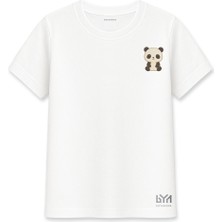 Panda Figürlü Beyaz Basic Tişört