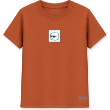 Gözlüklü Buz Küpü Illüstrasyonlu Kiremit Basic Tişört