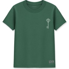 Kalbin Anahtarı Çizimli Yeşil Basic Tişört