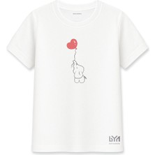 Sevgi Fili Baskılı Beyaz Basic Tişört