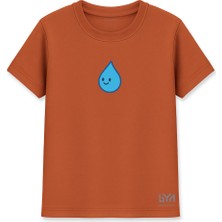 Gülümseyen Su Damlası Baskılı Kiremit Basic Tişört