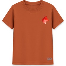 Geometrik Yan Bozkurt Kafası Kiremit Basic Tişört