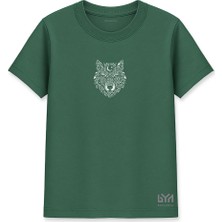 Dekoratif Hilalli Bozkurt Sembolü Yeşil Basic Tişört