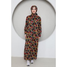 Defka Tam Boy Fermualı Başörtülü Kadın Şık Namaz Elbisesi