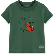 Sonbahar Tilkisi Yeşil Çocuk Basic Tişört