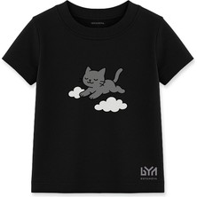 Bulut Kedisi Siyah Çocuk Basic Tişört