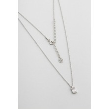 Işıltılı Baget 18 Ayar Beyaz Altın Kaplama 45 cm Gümüş Kolye