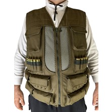 Fileli Avcı Yeleği - 50 Fişek Kapasiteli - Haki - 12 Kalibre