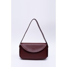 Bordo Shk150 Suni Deri Astarlı Çıtçıtlı Ayarlanabilir Askılı El, Kol ve Omuz Çantası