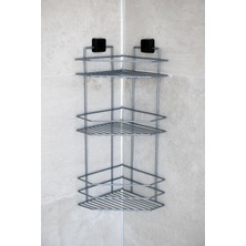 Teknotrust Paslanmaz Banyo Rafı, Yapışkanlı Düzenleyici, Organizer, Şampuan Rafı, Gri