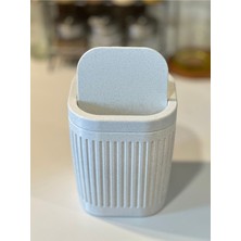Mermer Beyaz Masaüstü Çöp Kutusu, 15CM, Açılır Kapanır, Mutfak ve Banyo Için