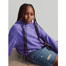 Gap Kız Çocuk Mor Vintage Soft Oversized Bubble Sweatshirt