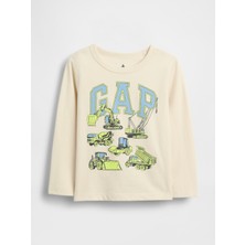 Gap Erkek Bebek Krem Uzun Kollu Mix And Match Grafik Logo T-Shirt %100 Pamuk Konforlu Tasarım