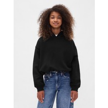 Gap Kız Çocuk Siyah Vintage Soft Oversized Bubble Sweatshirt