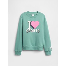 Gap Kız Çocuk Turkuaz Gap Logo Sweatshirt