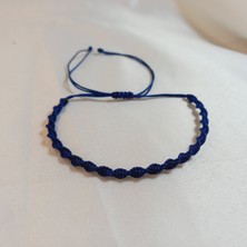 Crystal Atelier Lacivert Spiral Makrome Örgü İp Bileklik, Suya Dayanıklı Makrome Bileklik, Asansörlü Ayarlanabilir El Yapımı Unisex Bileklik, Makrome Bileklik, Örgü Bileklik, İp Bileklik, Hediye Takı