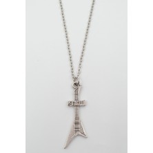 Pentagram Elektro Gitar Gümüş Kaplama Düz Zincir Kolye