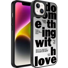 Apple iPhone 14 Kılıf Aynalı Desenli Kamera Korumalı Parlak Scks Mirror Kapak-Love