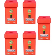Kırmızı 5'li Geri Dönüşüm Pil Atık Kutusu Seti