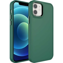 Apple iPhone 11 Kılıf Metal Çerçeve ve Buton Tasarımlı Sert Scks Botox Kapak-Koyu Yeşil