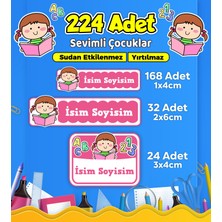 Sevimli Çocuklar Temalı Okul Kreş Kişiye Özel Isim Etiket Seti - Model 628
