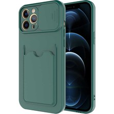 iPhone 12 Pro Uyumlu ​scks Kartix Kapak-Koyu Yeşil