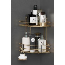 Teknotrust Şık 2 Katlı Altın Kaplama Banyo Köşeliği ve Duş Rafı Organizer