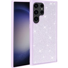 Galaxy S23 Ultra Kılıf Parlak Taşlı Tasarım Scks Ston Kapak-Lila