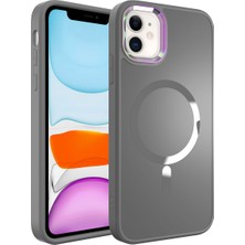 Apple iPhone 11 Kılıf Magsafe Wireless Şarj Özellikli Scks Stil Kapak-Siyah