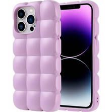 Apple iPhone 14 Pro Max Kılıf Parlak Esnek Silikon Scks Dom Dom Kapak-Lila