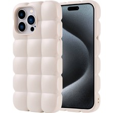 Apple iPhone 15 Pro Max Kılıf Parlak Esnek Silikon Scks Dom Dom Kapak-Beyaz